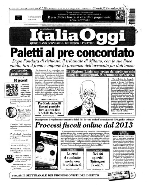 Italia oggi : quotidiano di economia finanza e politica